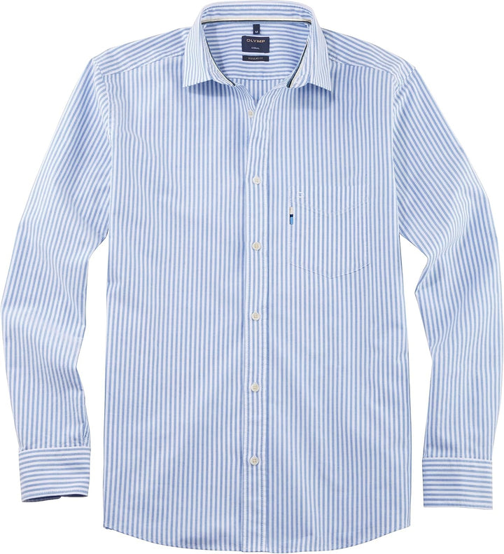 OLYMP Herren Freizeithemd Langarm Casual,Gestreift,Regular fit,Kent-Kragen,bleu XXL Bleu 11, XXL Ble