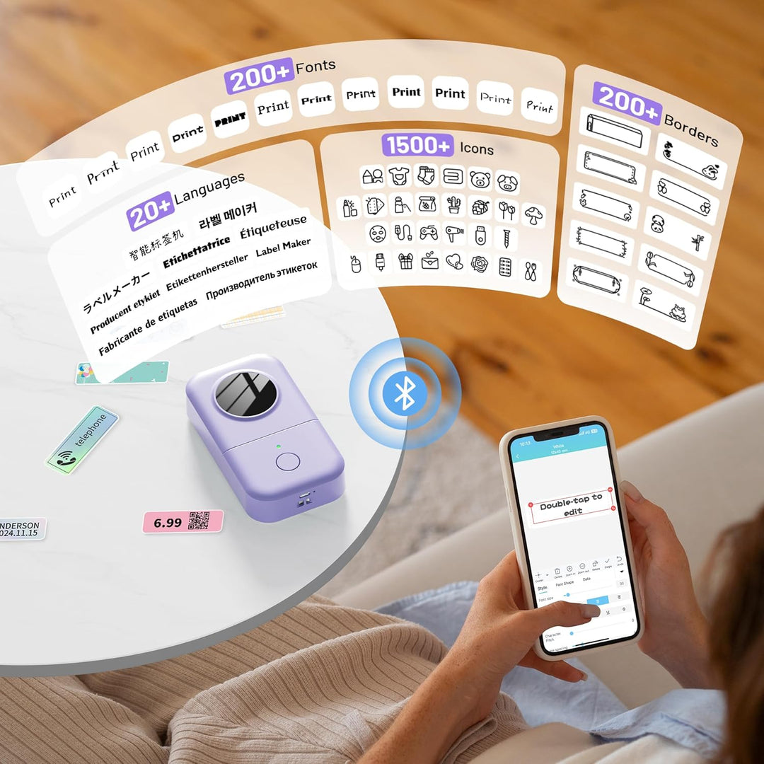 Phomemo D30 Etikettiergerät -Tragbarer Beschriftungsgerät Selbstklebend Bluetooth Etikettendrucker M