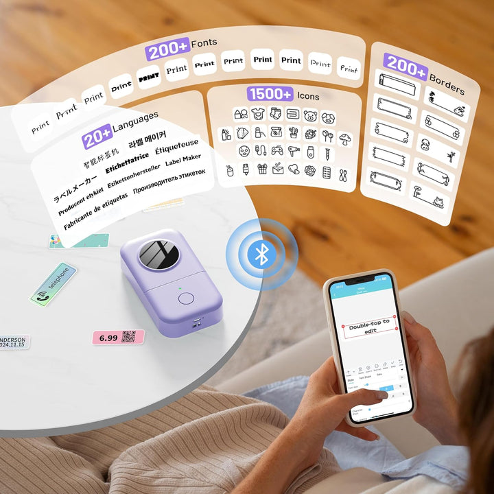Phomemo D30 Etikettiergerät -Tragbarer Beschriftungsgerät Selbstklebend Bluetooth Etikettendrucker M