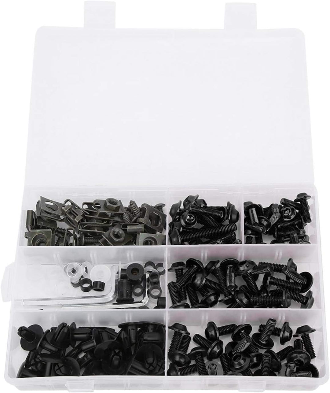 198 Stück Motorrad Verkleidungsschrauben Kit, M5 M6 Schrauben Mutter Universal Motorrad Windschutzsc