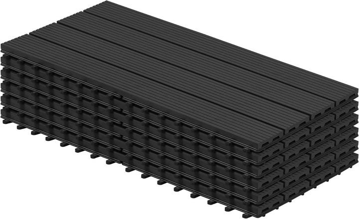 WOLTU WPC Terrassenfliesen Terrassendielen Holz-Optik 30x60cm, Fliese Bodenfliese Klickfliese mit kl