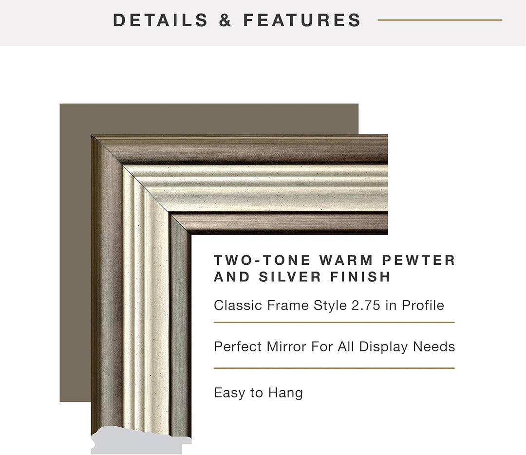 MCS 45,7 x 61 cm geriffelter Spiegel, 45,7 x 61 cm, zweifarbig, warmes Zinn und Silber 29"L x 23"W S