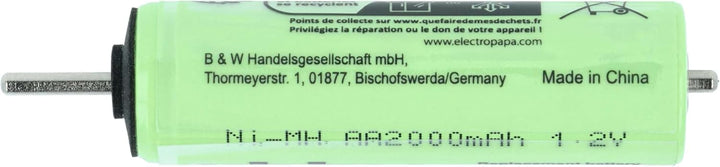 vhbw 2X Akku kompatibel mit Panasonic W835, EW1211w, W805, W845 Rasierer (2000 mAh, 1,2 V, NiMH)