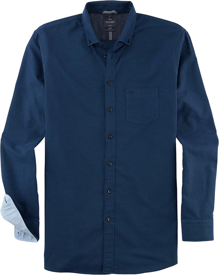 OLYMP Herren Freizeithemd Langarm Casual,Oxfort,modern fit,Button-Down-Kragen S Marine 18, S Marine