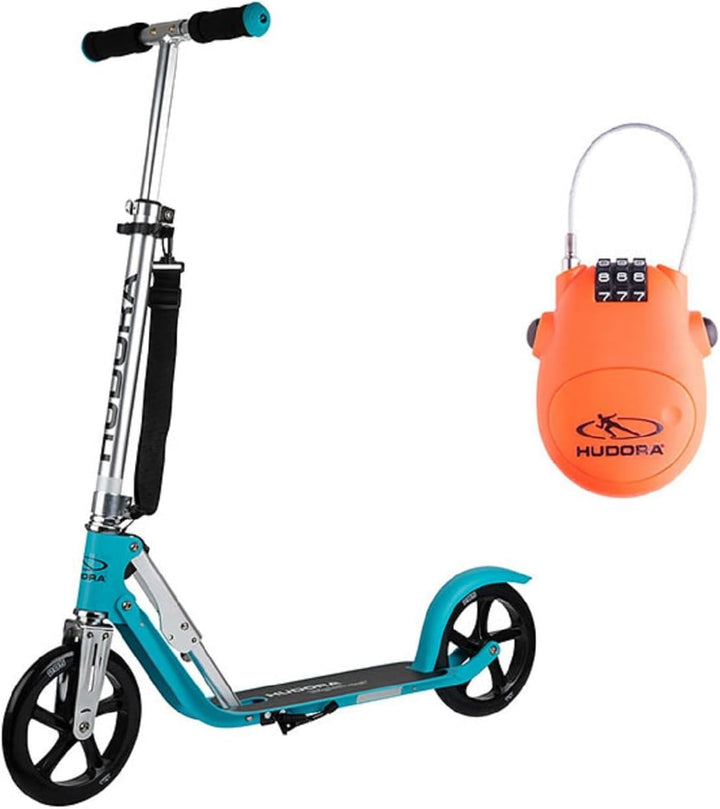 HUDORA BigWheel 205 Scooter inkl. Kabelschloss - Klappbar & Höhenverstellbar - Mit Tragegurt - Tretr