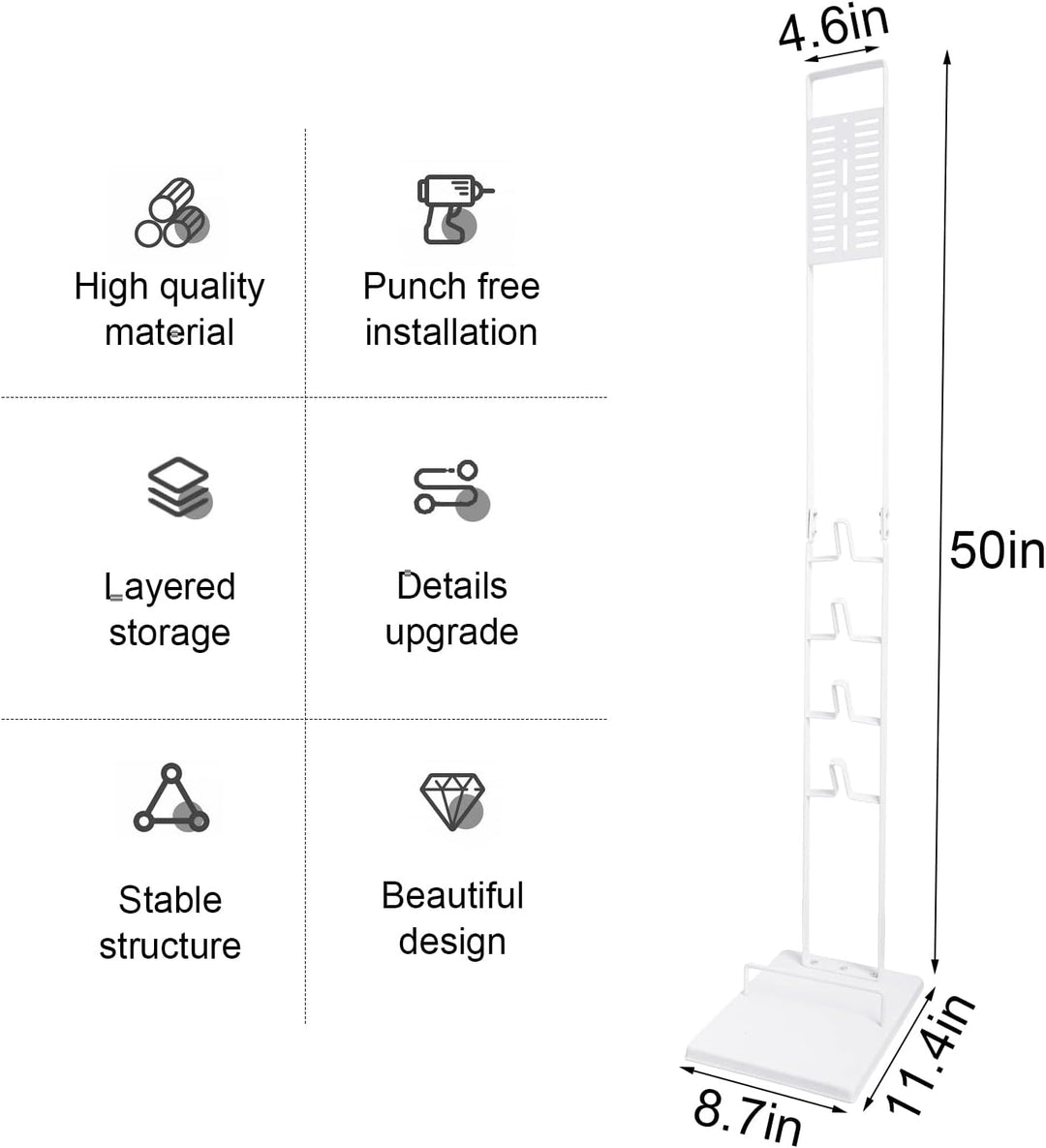 BUBM Staubsauger Hängender Rahmen Tragbarer Edelstahl Staubsauger Organisation Bodenständer Staubsau