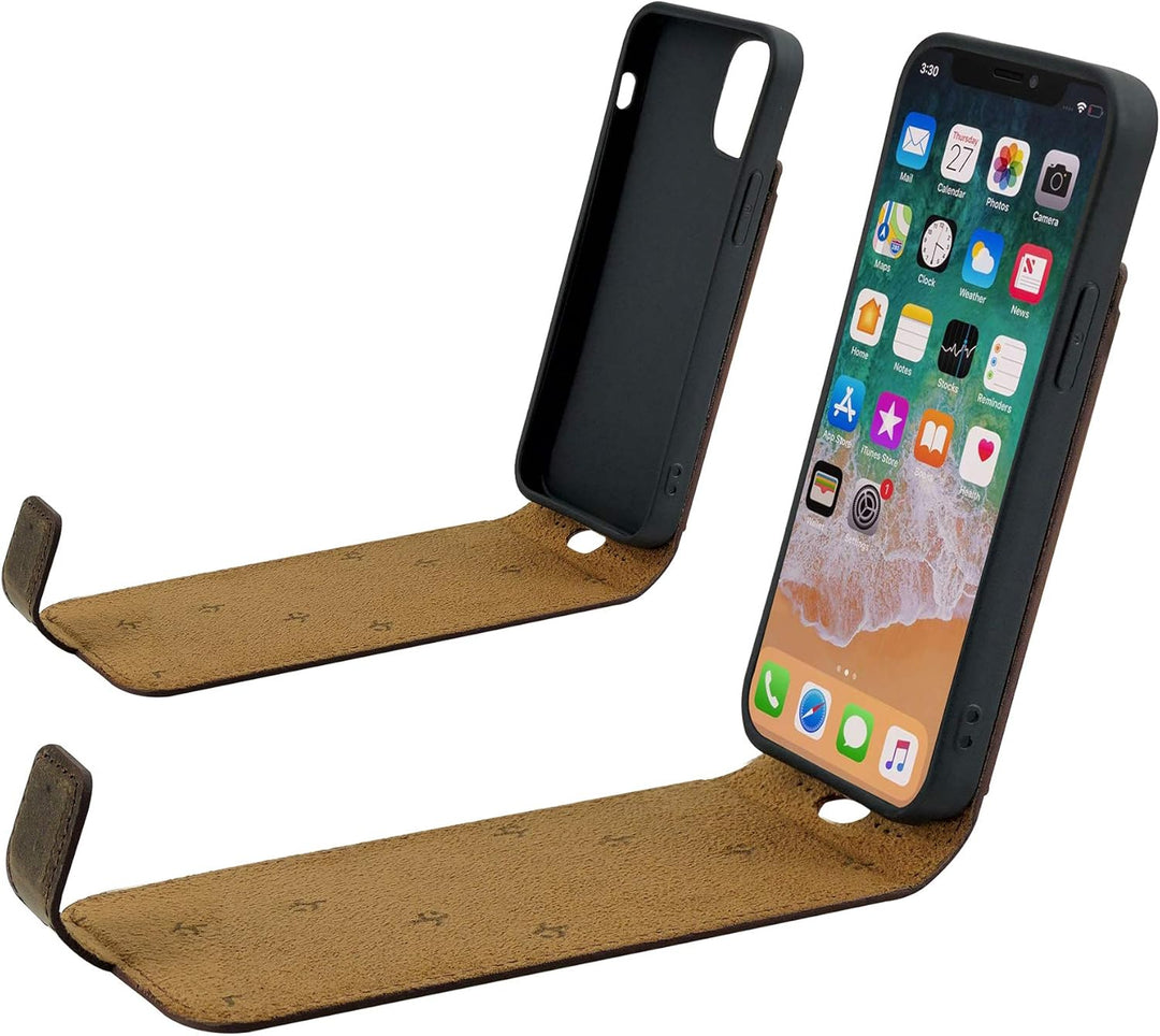 Suncase Original Flip-Style (Ultra-Slim) kompatibel mit iPhone 12 Mini (5.4") Hülle Ledertasche Tasc