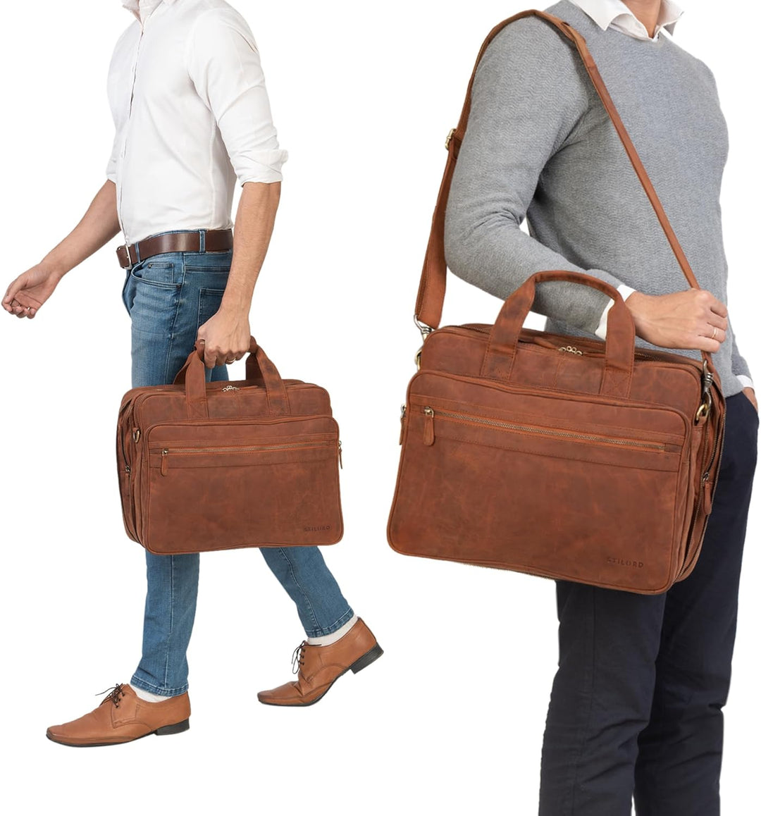 STILORD 'Leopold' XL Echtleder Aktentasche - der verbesserte Geheimtipp für Lehrerzimmer & Büro - Bu