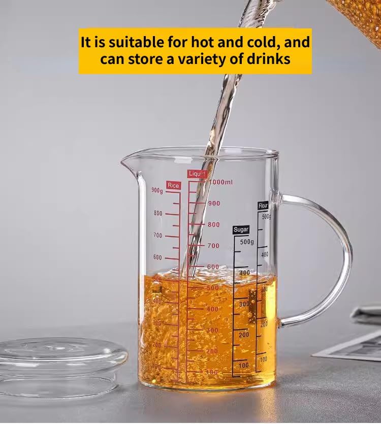 Messbecher Glas,Messbecher, V-Förmige Düse, Klare Skala, Bequemer Griff, Kaffeetassen Aus Borosilika