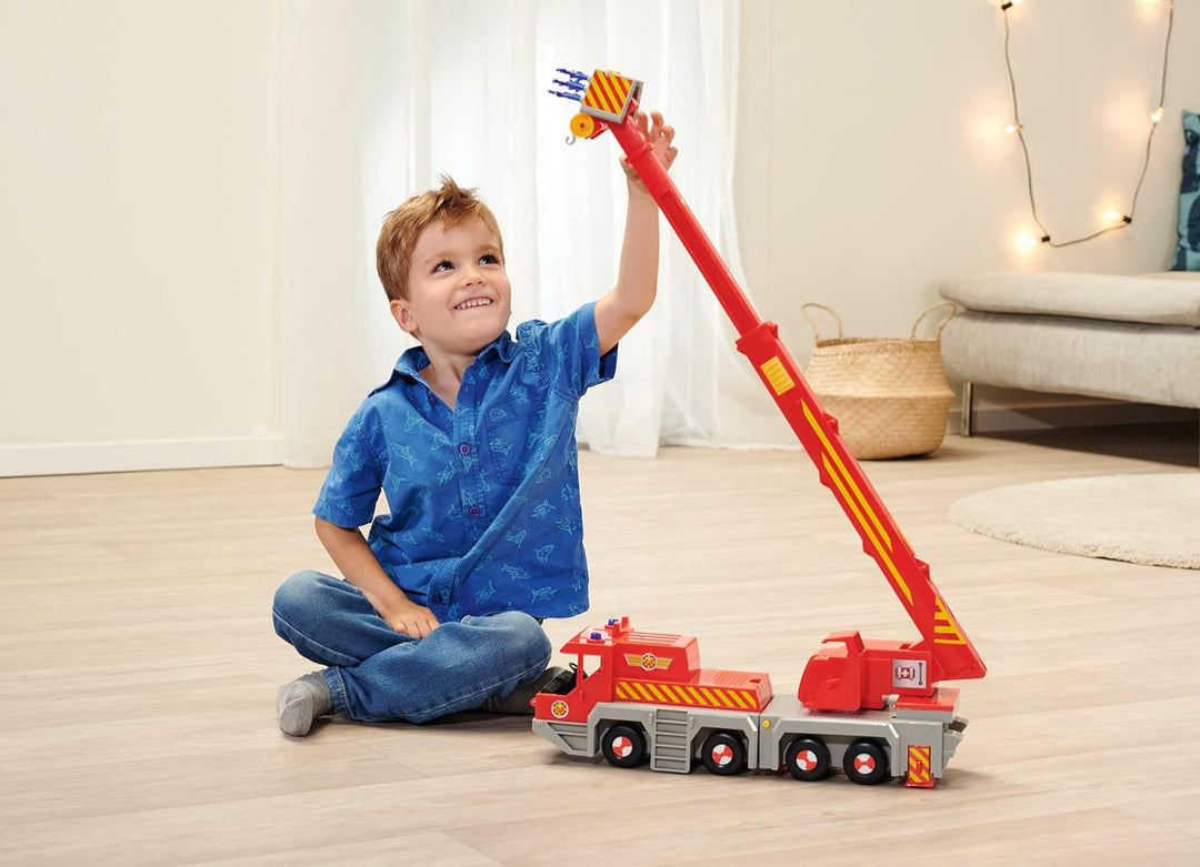 Simba 109252517 - Feuerwehrmann Sam Spielzeug-Kran (50 cm) - 2-in-1 Rettungs-Fahrzeug (Auto & Kran)