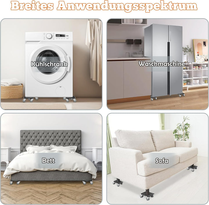 UISEBRT Möbel Transportrollen Set 4 Stück Transportrollen Schwerlast Möbeltransportrollen mit PP-Räd