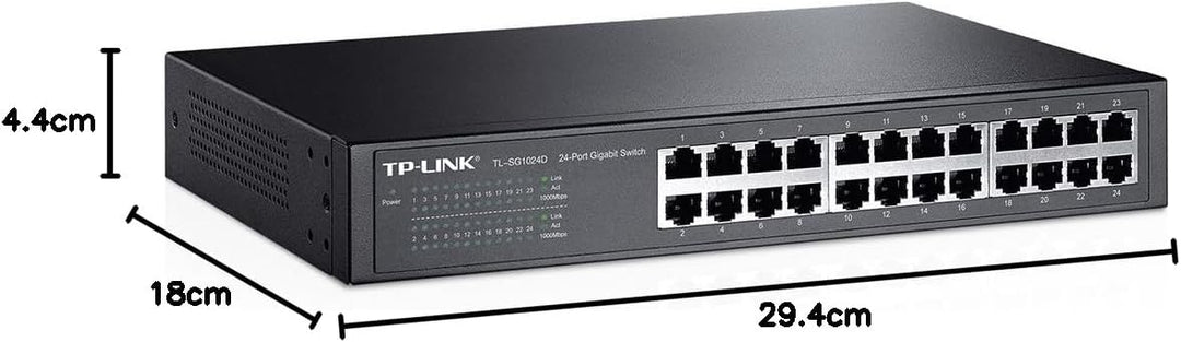 TP-Link TL-SF1024D Desktop/Rackmount Fast Ethernet Netzwek Switch (24x 10/100Mbit/s Ports, Metallgeh