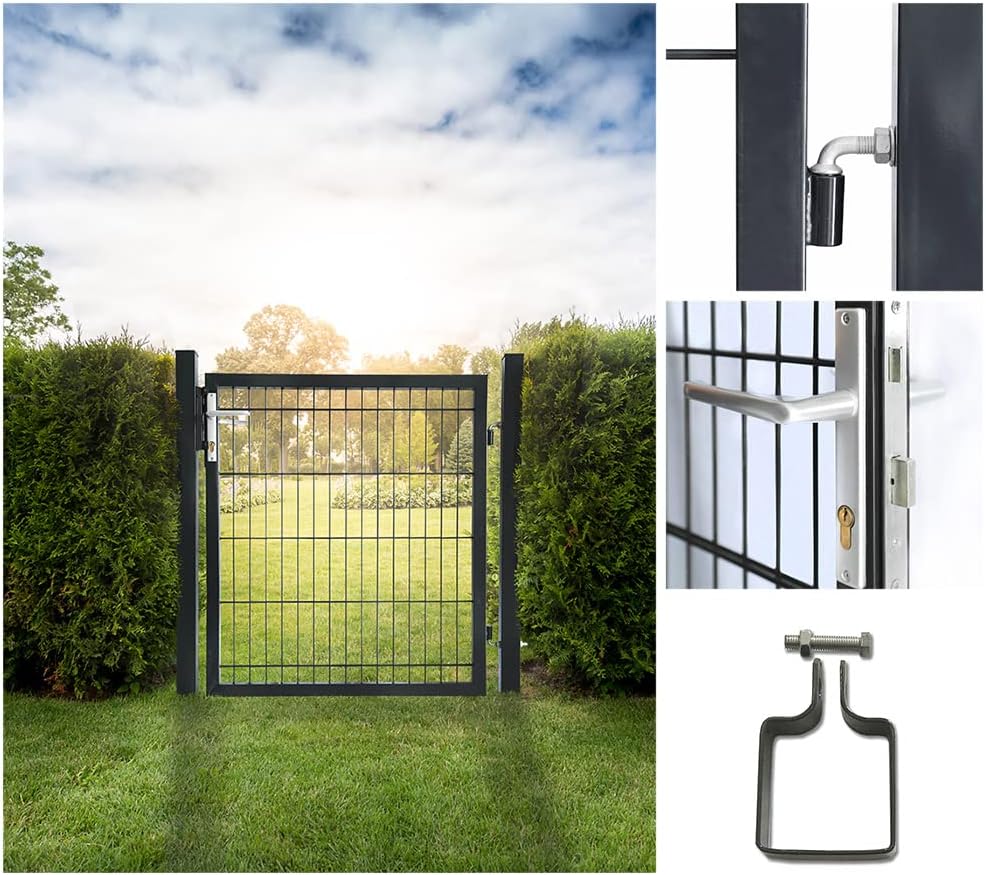 HOME DELUXE - Gartentor PORTARIUS - Anthrazit, Höhe 140 cm - inkl. Griff, Schloss und Schlüssel I Ga