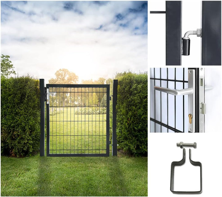 HOME DELUXE - Gartentor PORTARIUS - Anthrazit, Höhe 140 cm - inkl. Griff, Schloss und Schlüssel I Ga