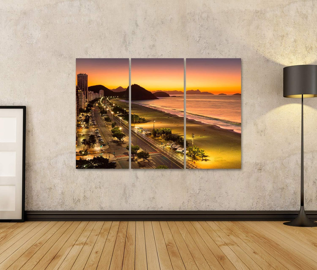 islandburner Bild auf Leinwand Copacabana Strand In Der Morgendämmerung In Rio De Janeiro Brasilien