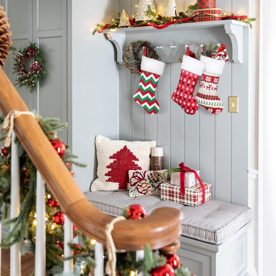 NIBESSER Nikolausstrumpf 4er Set Grosse Nikolausstiefel zum Befüllen Weihnachtsstrumpf Geschenkbeute