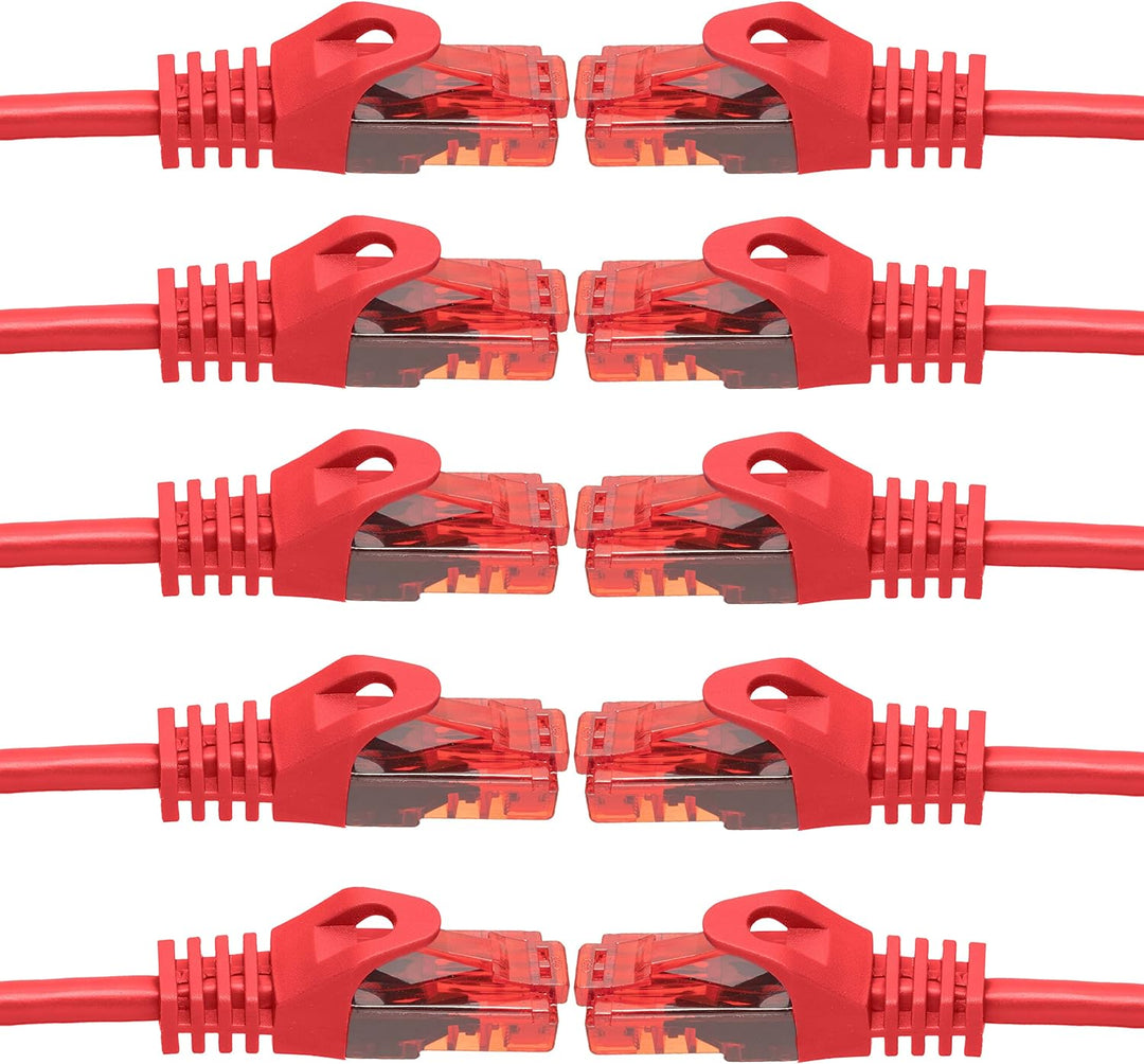 BIGtec - 10 Stück - 30m Gigabit Netzwerkkabel Patchkabel Ethernet LAN DSL Patch Kabel rot (2x RJ-45