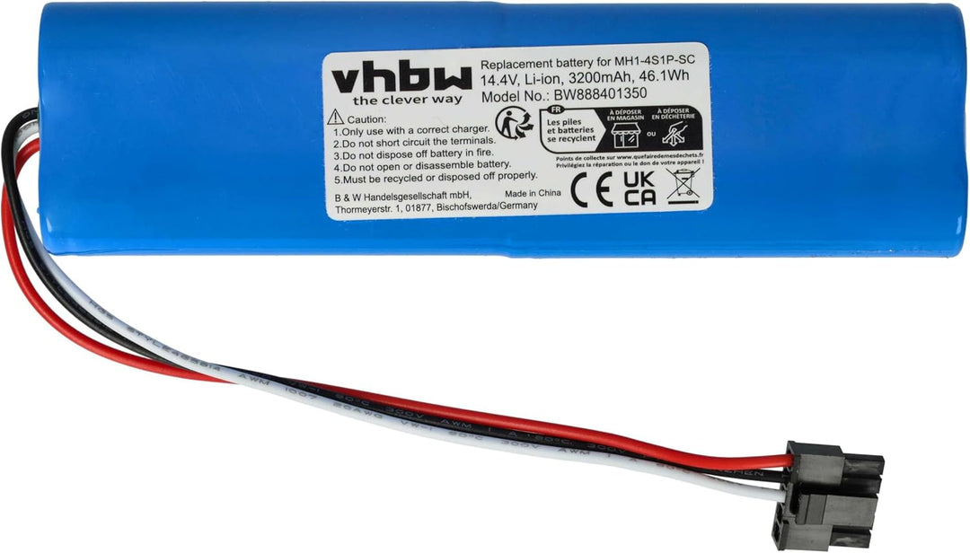 vhbw Akku kompatibel mit Proscenic M6 Pro, LDS M7 Staubsauger (3200 mAh, 14,4 V, Li-Ion)
