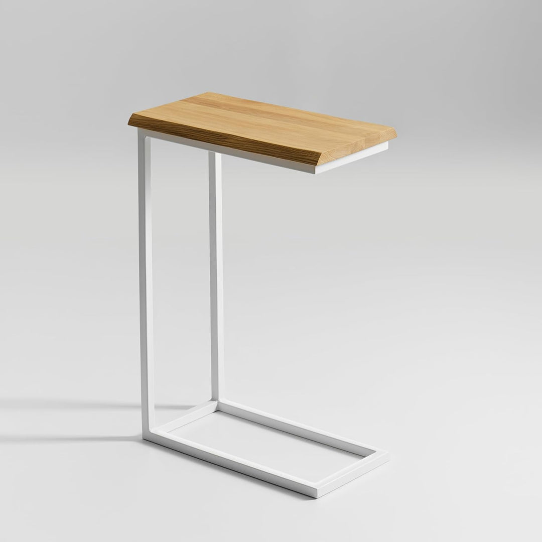 BestLoft® Beistelltisch San Jose Laptoptisch (Gestell weiss+Platte hell MIT Baumkante), Gestell Weis