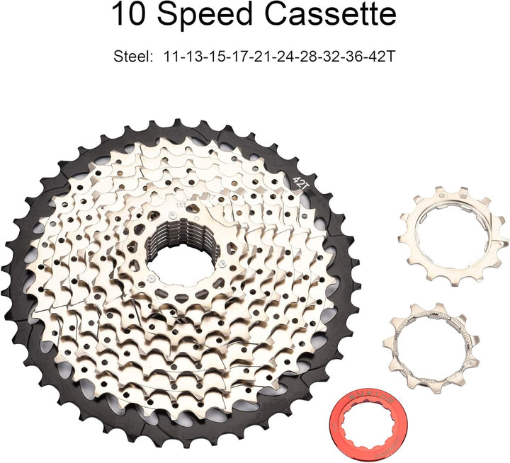 BESNIN Kassette für Mountainbike 10 Fach 11-25T/11-28T/11-32T/11-36T/11-40T/11-42T Kassette 10 Fach