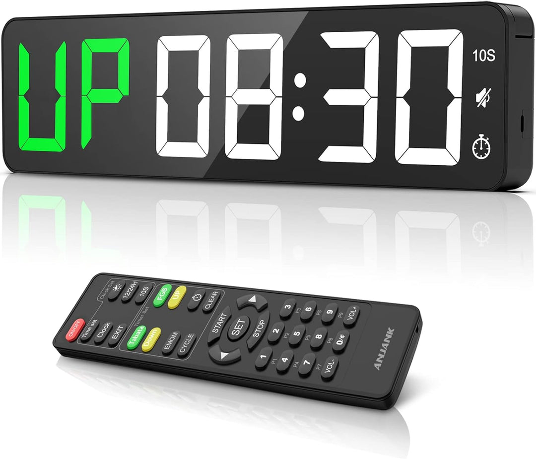 Gym Timer 15" Grosse LED-Anzeige Wanduhr|Intervall-Workout|Countdown & Up|Stoppuhr|12 Einstellbare L