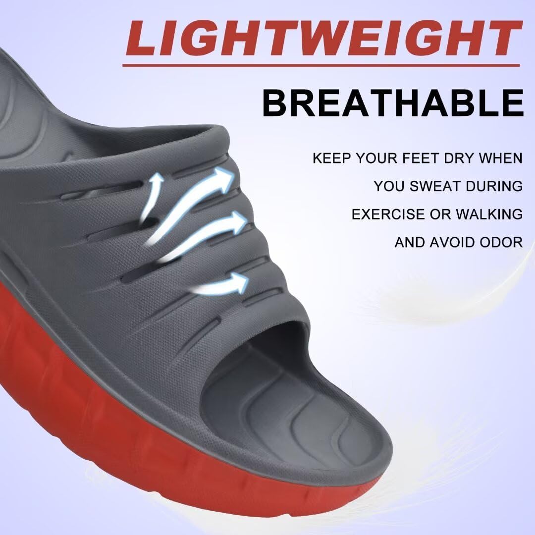 KuaiLu Recovery Sandalen Herren Bequeme Plantarfasziitis Schlappen Orthopädische Offene Zehen Männer