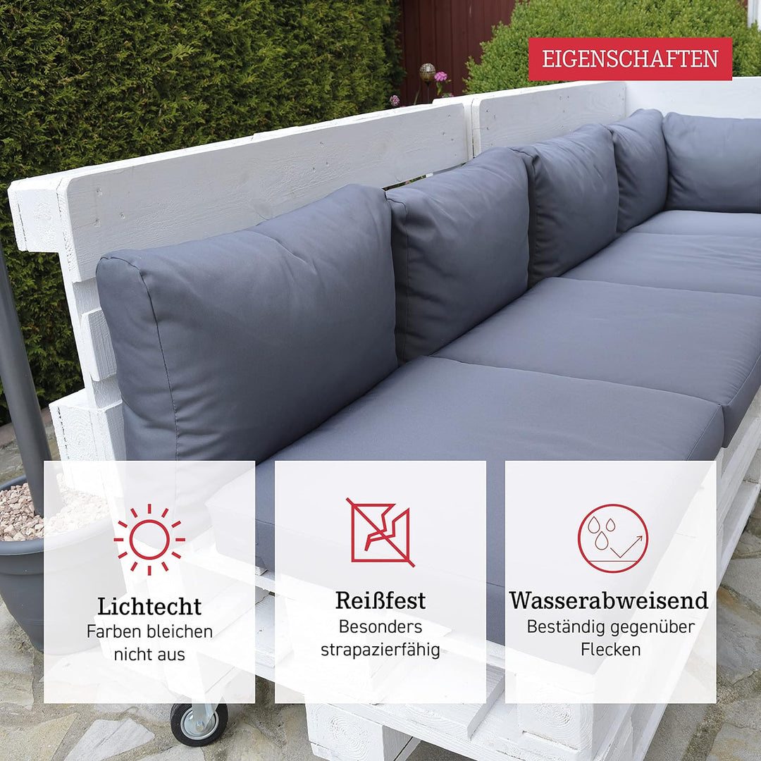 Beo Premium Palettenkissen Rückenkissen 60x40 cm | Made in EU | Outdoor Polster mit abnehmbarem Bezu