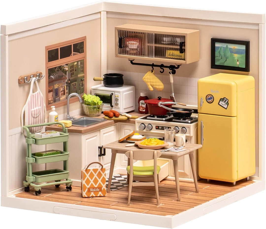 Rolife Miniaturhaus Bausatz-Erweiterungsfähiges Haus-Super Creator DW008 Happy Meals Küche, Happy Me