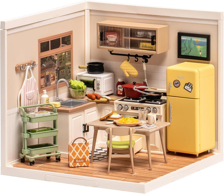 Rolife Miniaturhaus Bausatz-Erweiterungsfähiges Haus-Super Creator DW008 Happy Meals Küche, Happy Me