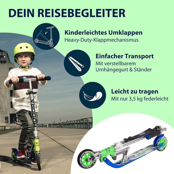 HUDORA BigWheel 125 Scooter - Sicherer & hochwertiger Aluminium-Roller für Kinder - Höhenverstellbar