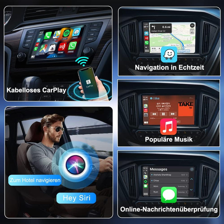CarlinKit 3.0 Mini Wireless CarPlay Adapter für werkseitig verkabelte CarPlay Autos, kompatibel mit
