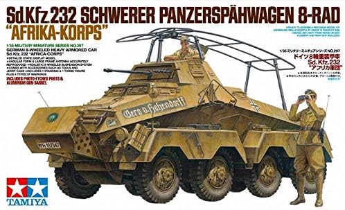 TAMIYA 300035297 - 1:35 WWII Deutsche Sonderkraftfahrzeug 232 SpPz Afrika (2), Braun, Schwarz