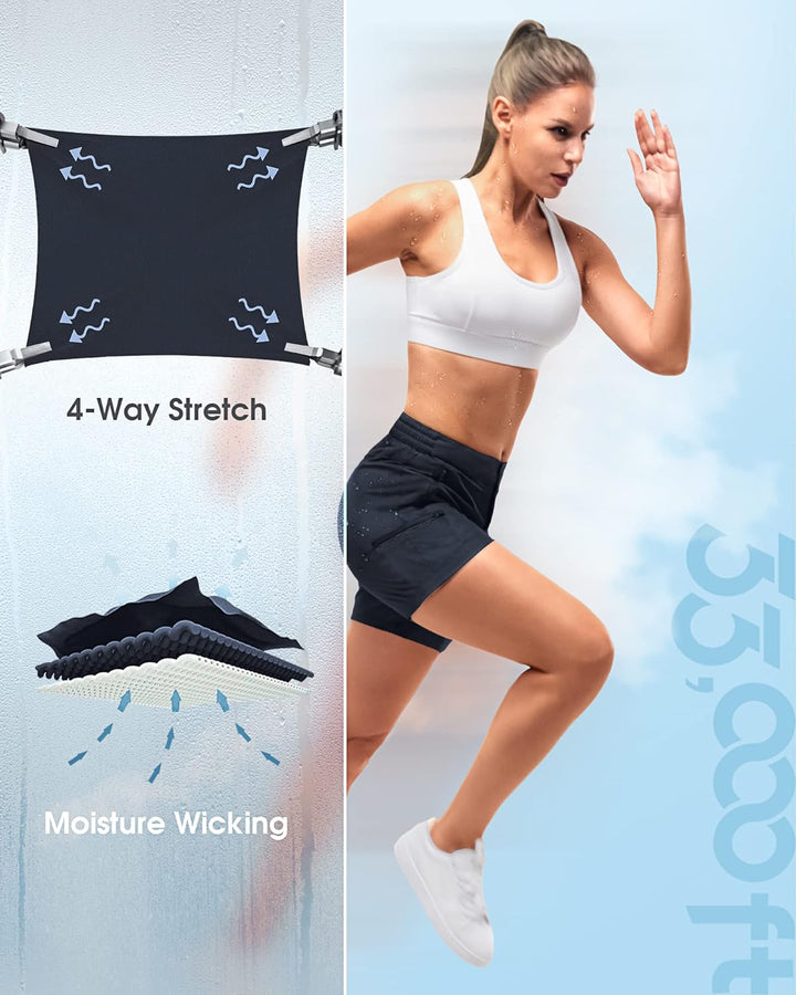 33,000ft Wanderhose Damen Kurz, Cargo Shorts Bermuda Stretch Leichte Laufshorts Sommer UPF50+ Kurze