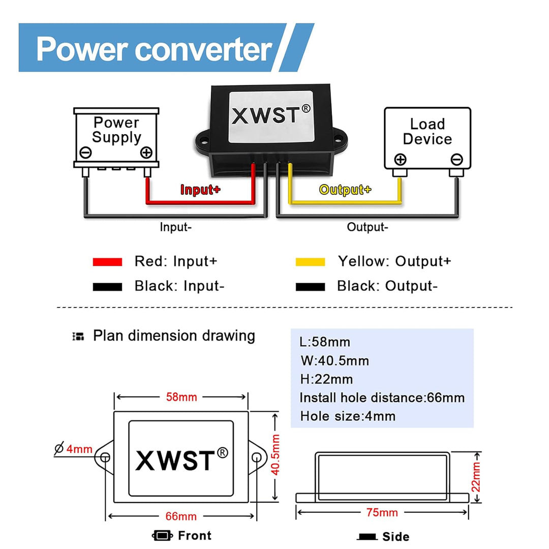 XWST DC DC 20-90V 24V36V48V60V72V auf 12V Buck Spannungswandler 3A 36W Wechselrichter Auto Netzteil