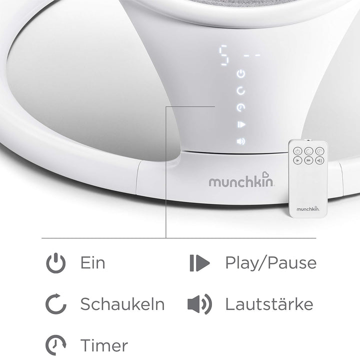 Munchkin Bluetooth-fähige, leichte Babywippe/Babyschaukel mit natürlicher Schaukelbewegung in 5 Bewe
