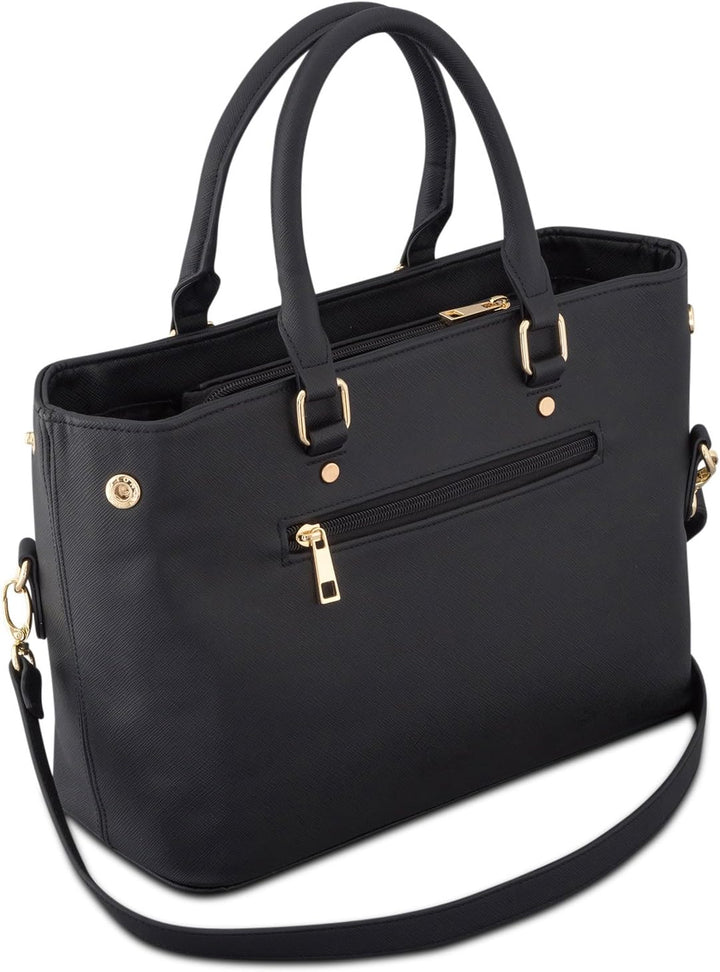 Expatrié Handtasche Damen Schwarz Julie Henkeltasche aus veganem Leder - PU Ledertasche Schultertasc