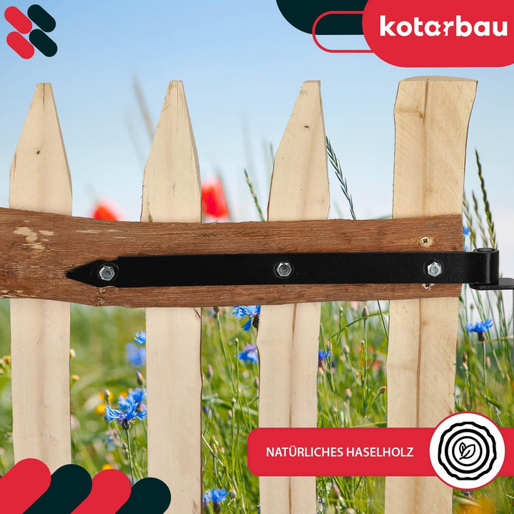 KOTARBAU® Gartentor aus Haselnusslatten für Staketenzaun 80 x 100 cm Zauntor für Staketenzaun Kastan