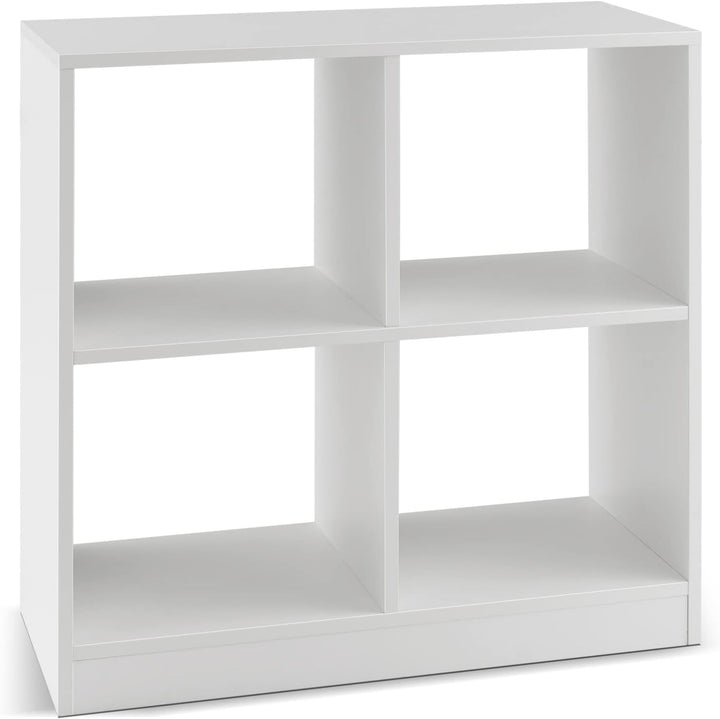 COSTWAY Bücherregal mit 4 Fächern, Würfelregal weiss, Standregal, Aufbewahrungsregal, Regal für Schl