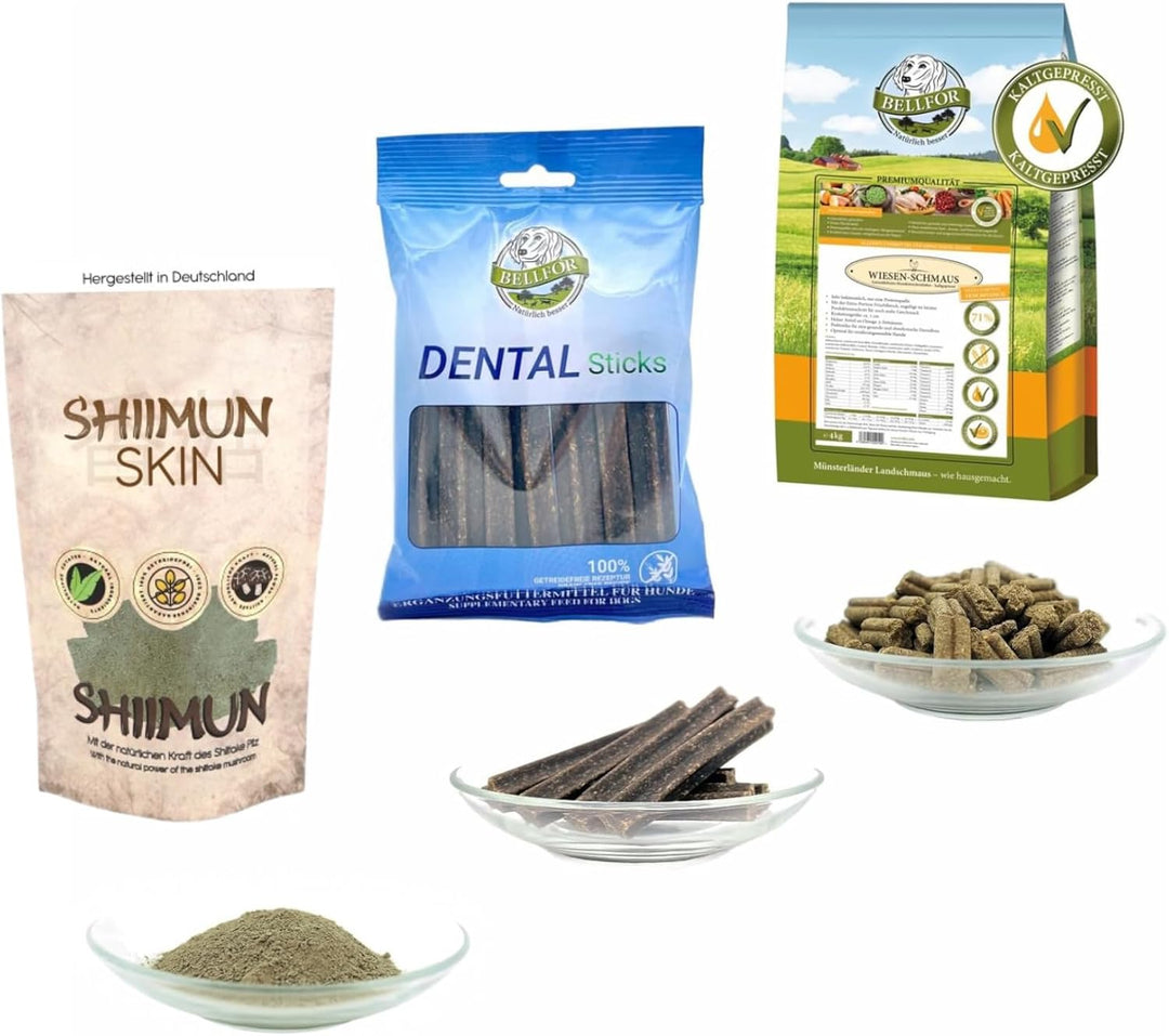 Bellfor Futterset für Deutsch Kurzhaar Getreidefreies Trockenfutter mit Huhn 4 kg Dental Sticks 100