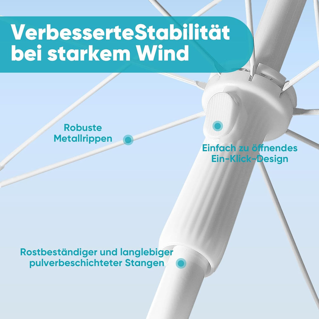 Sekey® Sonnenschirm| Stabil Strandschirm mit Bodenhülse & Schutzhülle für Balkon Garten & Terrasse|