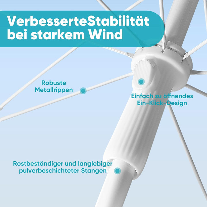 Sekey® Sonnenschirm| Stabil Strandschirm mit Bodenhülse & Schutzhülle für Balkon Garten & Terrasse|