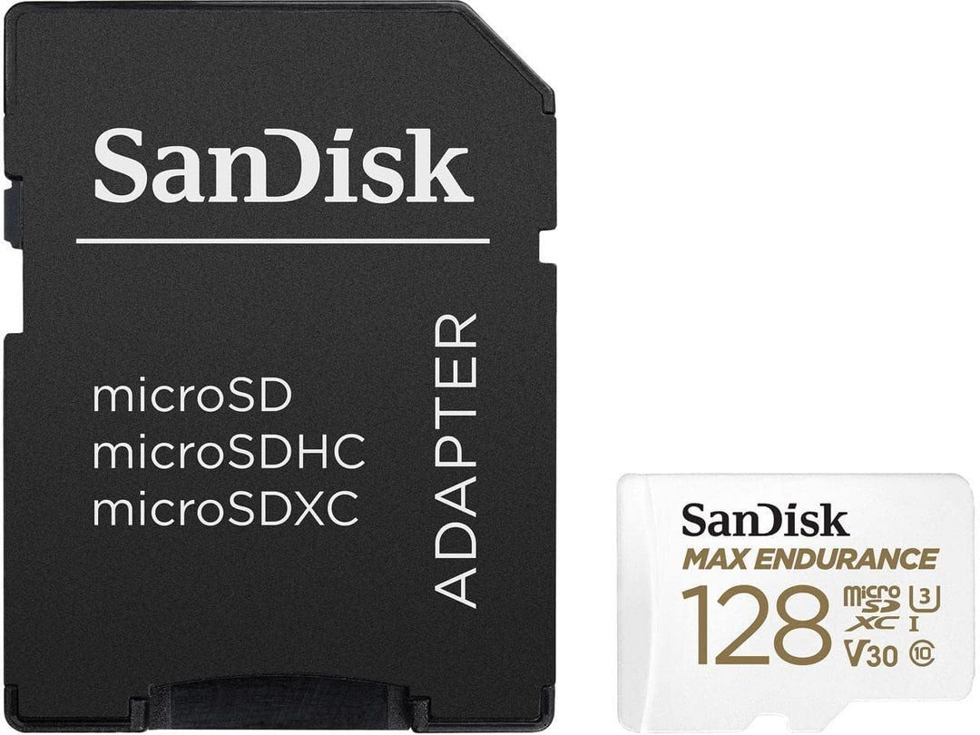SanDisk MAX ENDURANCE Video Monitoring for Dashcams & Home Monitoring 128 GB microSDXC Memory Card +