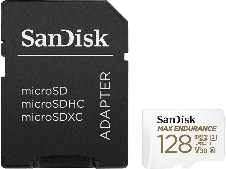 SanDisk MAX ENDURANCE Video Monitoring for Dashcams & Home Monitoring 128 GB microSDXC Memory Card +