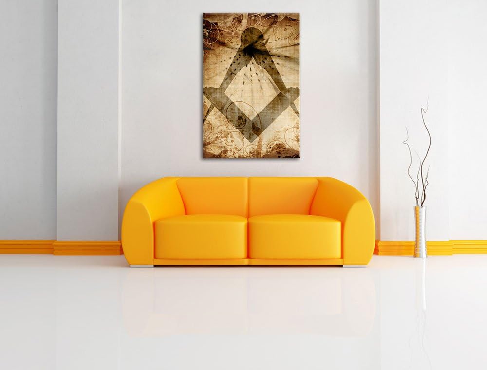 Freimauer Symbol Format: 100x70 auf Leinwand, XXL riesige Bilder fertig gerahmt mit Keilrahmen, Kuns