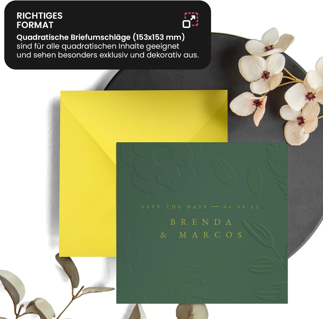 Netuno 500 Umschläge quadratisch Dunkel-Grün 153 x 153 mm 115g Sirio Color Foglia grüne Briefumschlä