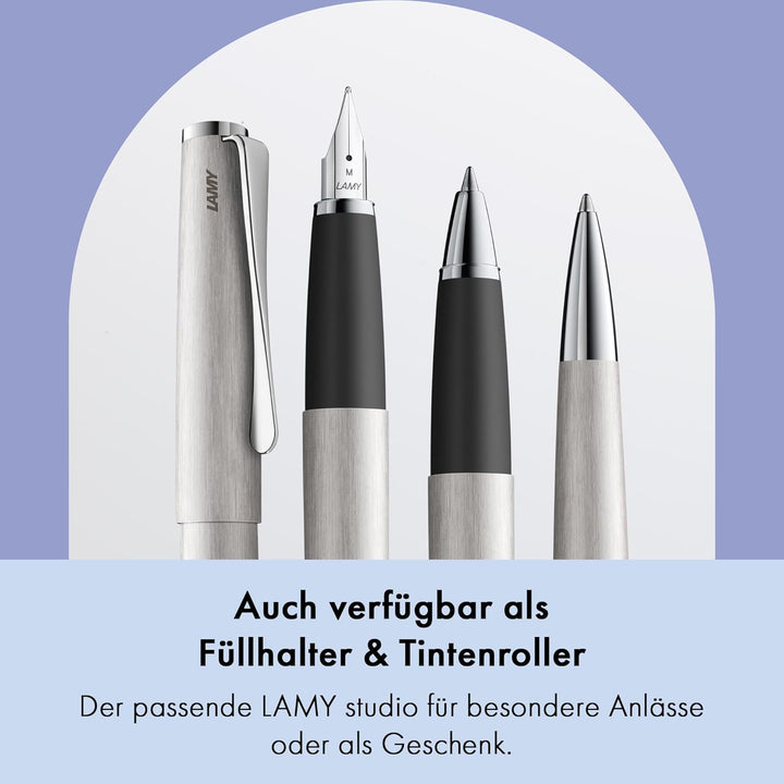 LAMY studio Premium Kugelschreiber 265 aus Edelstahl stichmattiert, propellerförmige Clip-Drehmechan