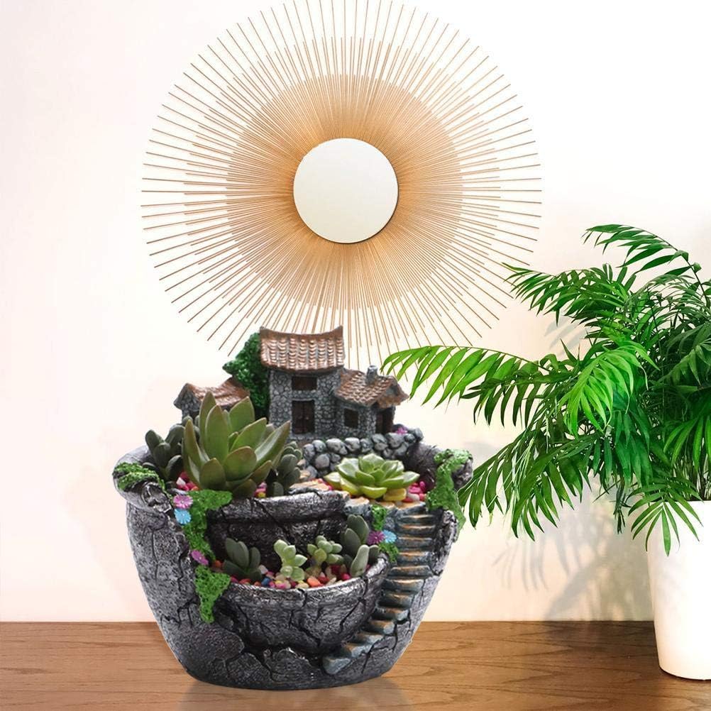 Tianbi Kreativer Pflanzentopf, Blumenpflanzen Sukkulenter, DIY Sukkulententopf mit süssem Haus,Mini