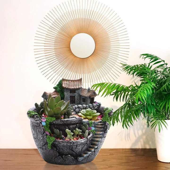 Tianbi Kreativer Pflanzentopf, Blumenpflanzen Sukkulenter, DIY Sukkulententopf mit süssem Haus,Mini