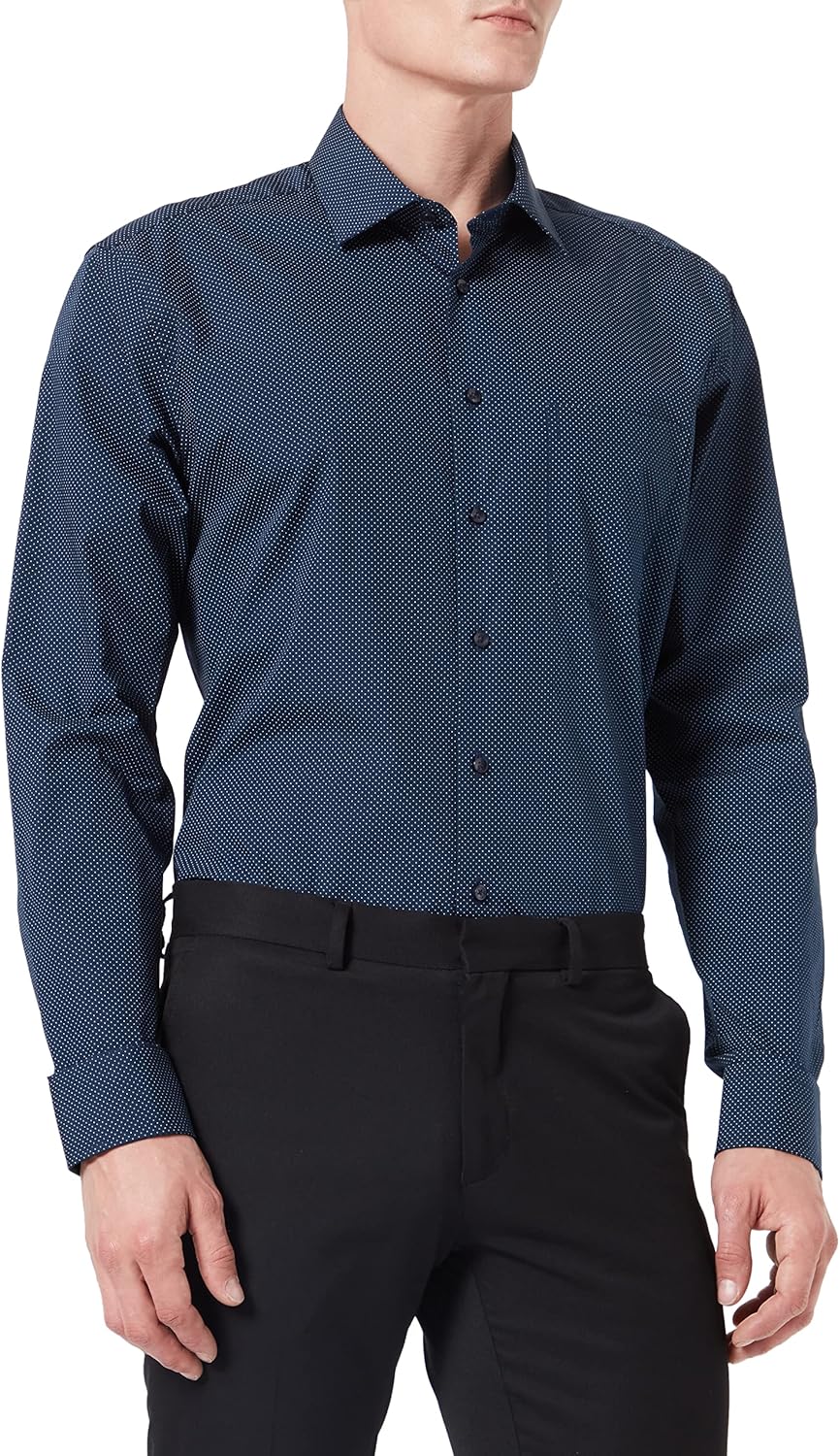 Seidensticker Herren Men Regular Longsleeve Cotton Business Shirt 39 Dunkelblau(153750), 39 Dunkelbl