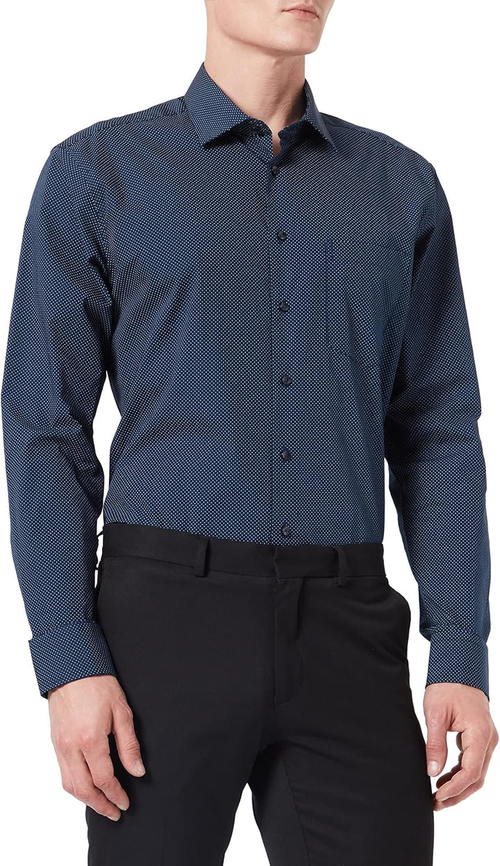 Seidensticker Herren Men Regular Longsleeve Cotton Business Shirt 39 Dunkelblau(153750), 39 Dunkelbl